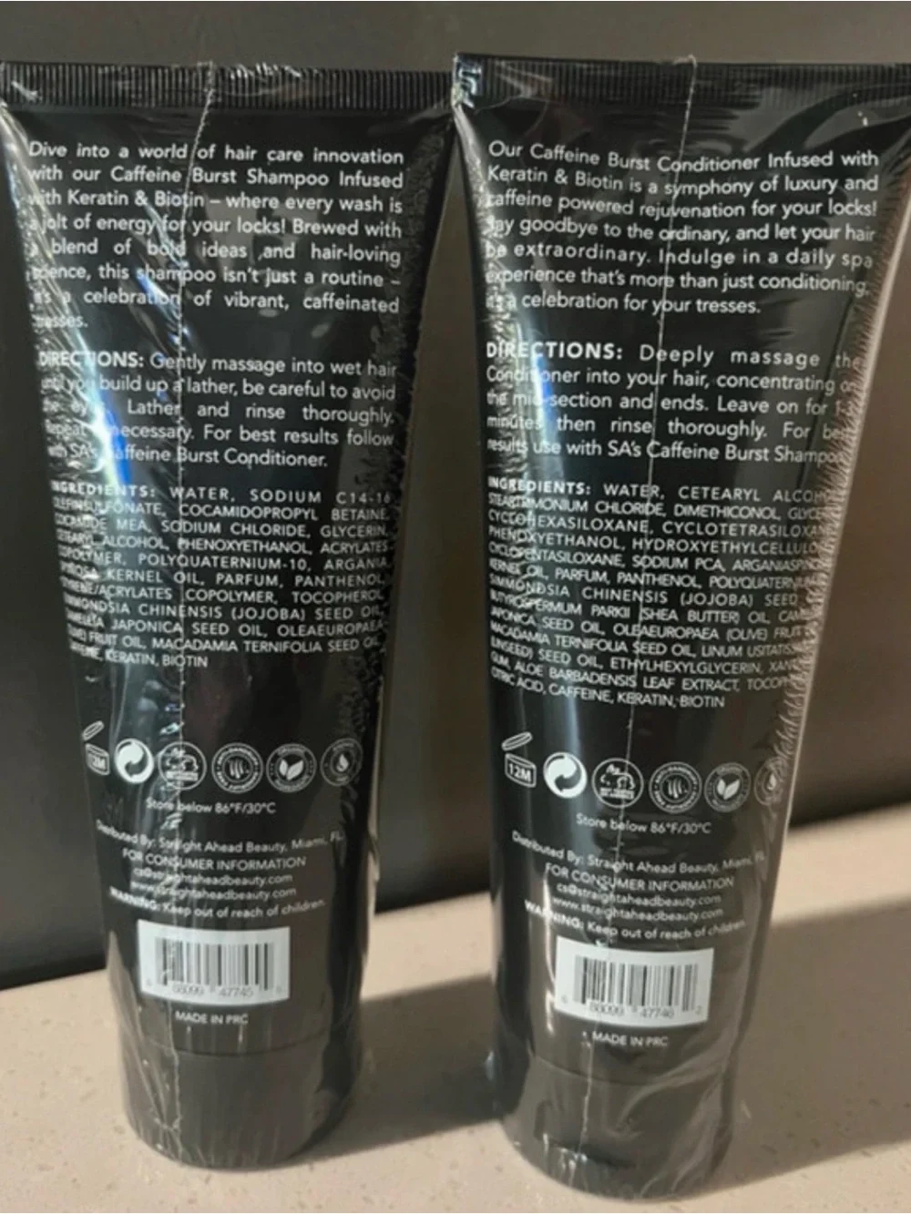 S.A. Caffeine Burst Thickening Shampoo & Conditioner Bundle ~ Retail $90